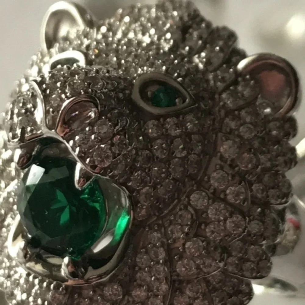 925 silver Rhinestones ring green stones - Picture 4 of 9